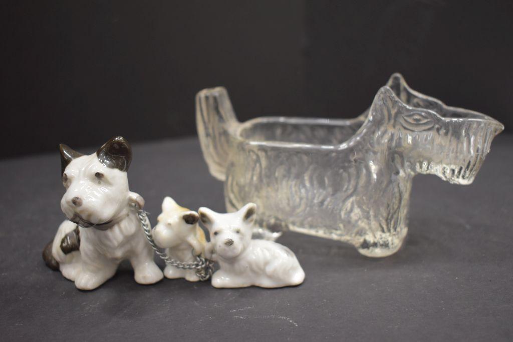 1 Clear Scotty Dog "Candy" + Scotty Dog and Pup Figurines