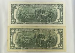 2 - $2 Dollar Notes, 1976 Series &  2013 Series