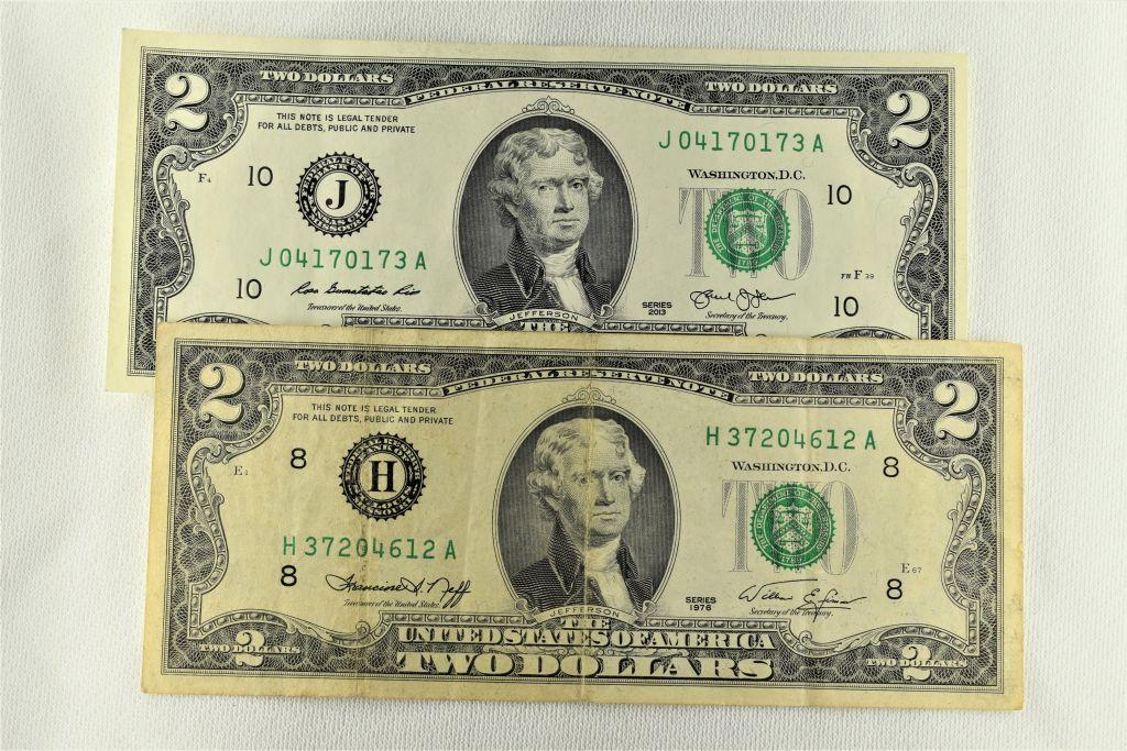 2 - $2 Dollar Notes, 1976 Series &  2013 Series