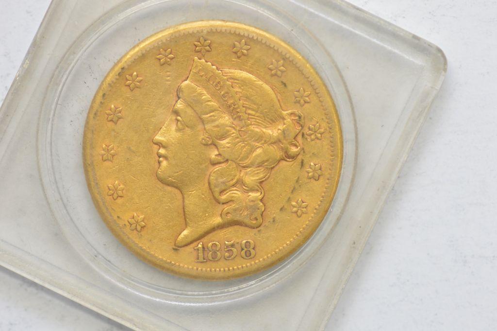 1858-S 20 Dollar Coronet Double Eagle