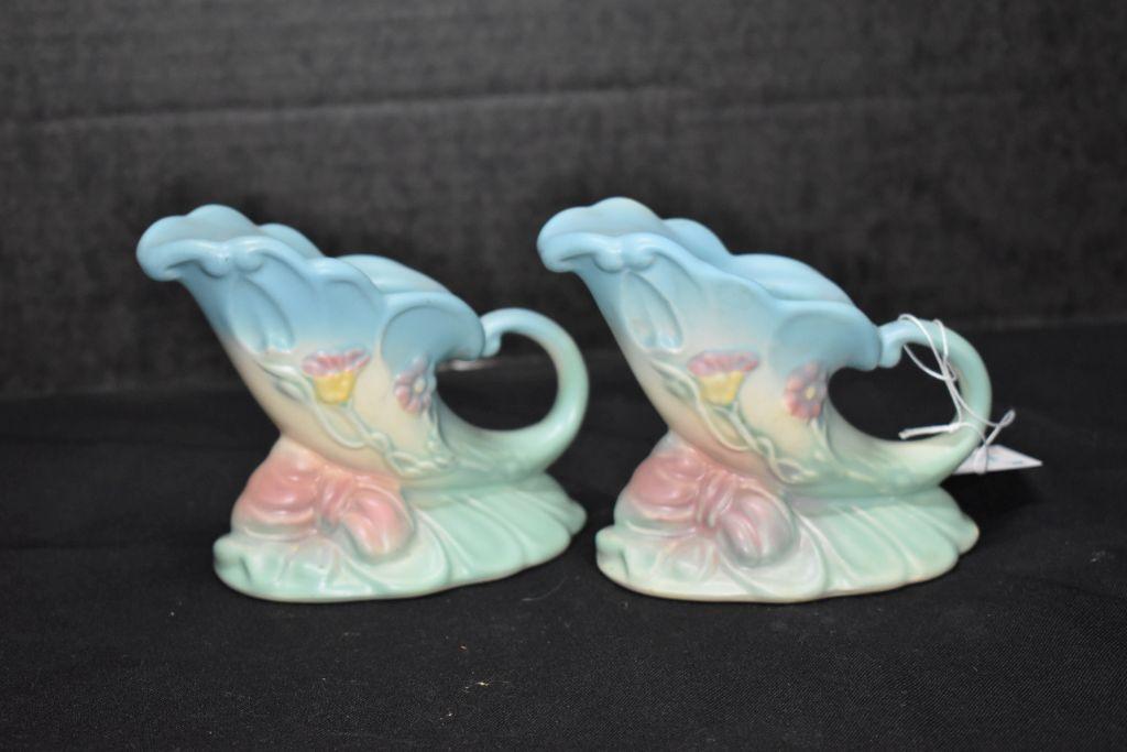 Pair of Hull Art B-17 Cornucopia Candle Holders