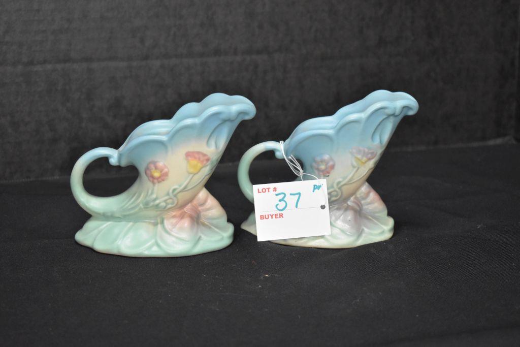 Pair of Hull Art B-17 Cornucopia Candle Holders