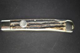 Weidmansheil, Solingen Germany, Single Blade w/ Lock Back, Manmade Antler H