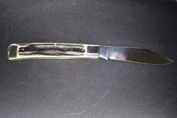 Weidmansheil, Solingen Germany, Single Blade w/ Lock Back, Manmade Antler H