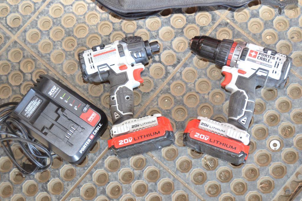 2- 20v Battery Drill and Nut Driver