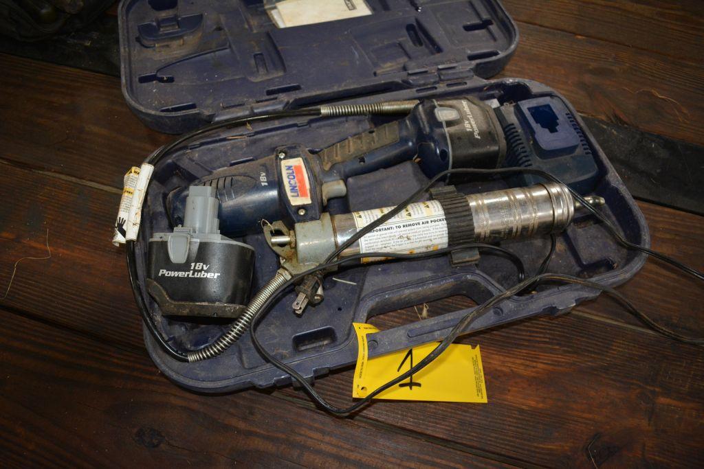 Lincoln Grease Gun 18v 2 batteries and chargers works good