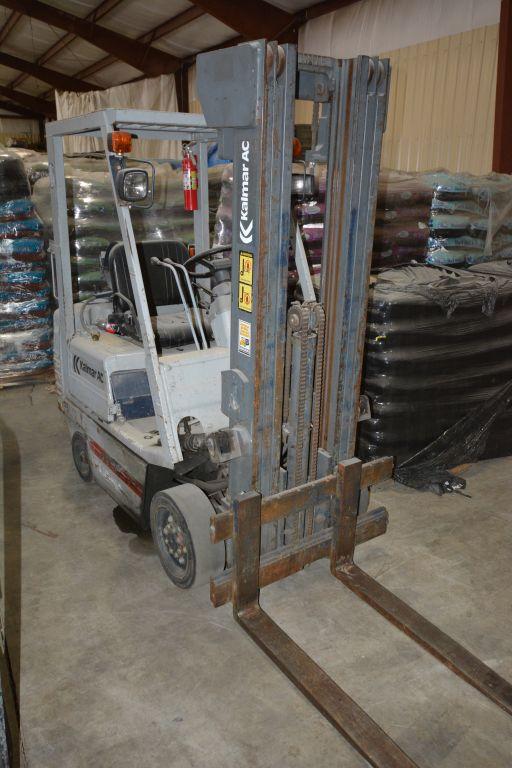 Kalmar AC Forklift, 2 stage lift, Propane, 42” pallet forks, S/N: 361196A,