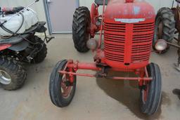 Farmall A, good tin work, clam shell fenders, new 11.2-24 rear rubber, good