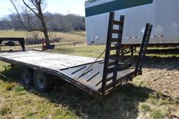 2002 Mainline Flatbed Trailer, double axle, drop down ramps, new winch, 85R