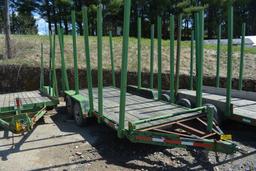 Green 14'x6' Double Axle Tree Trailer w/ Removable Side Stays, w/ fenders,