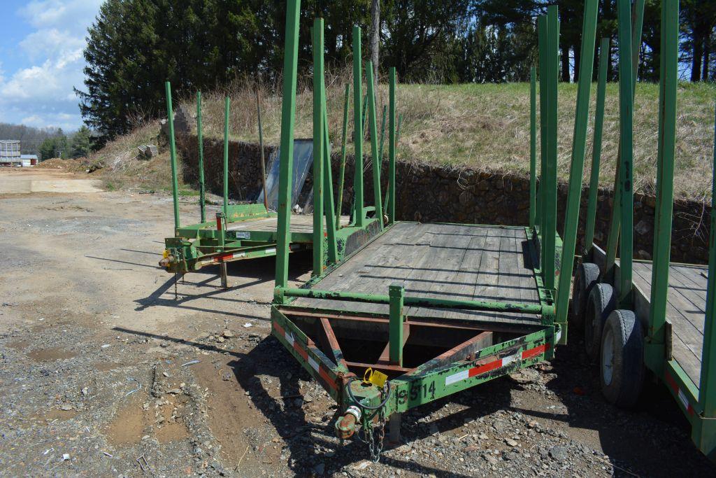 Green 14'x6' Double Axle Tree Trailer w/ Removable Side Stays, w/ fenders,