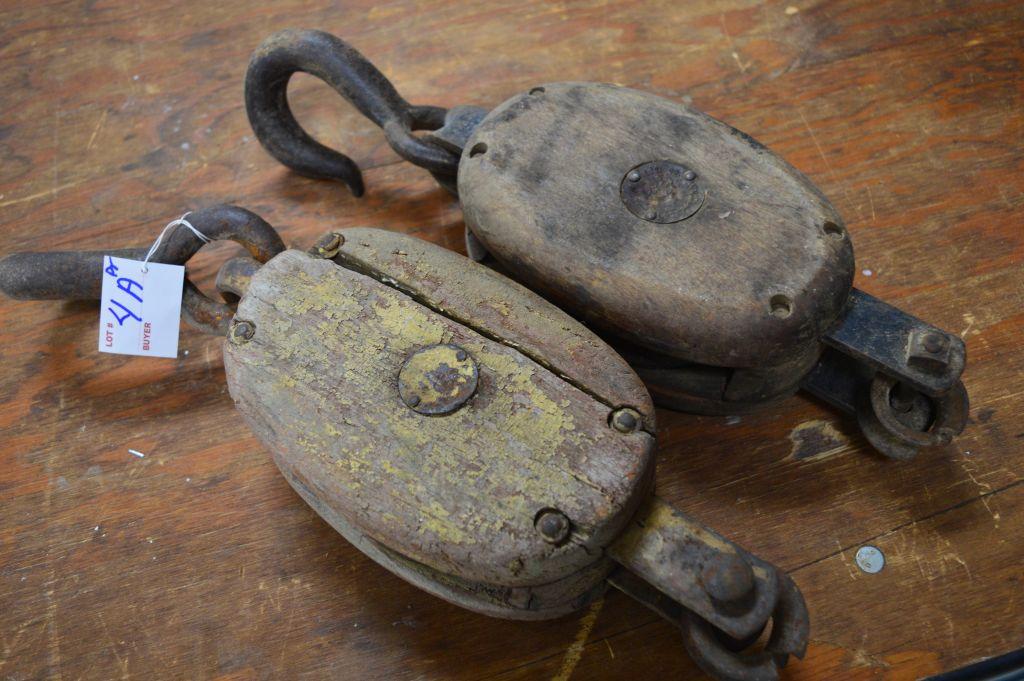 Pair of Vintage Block & Tackle Single Pulley's