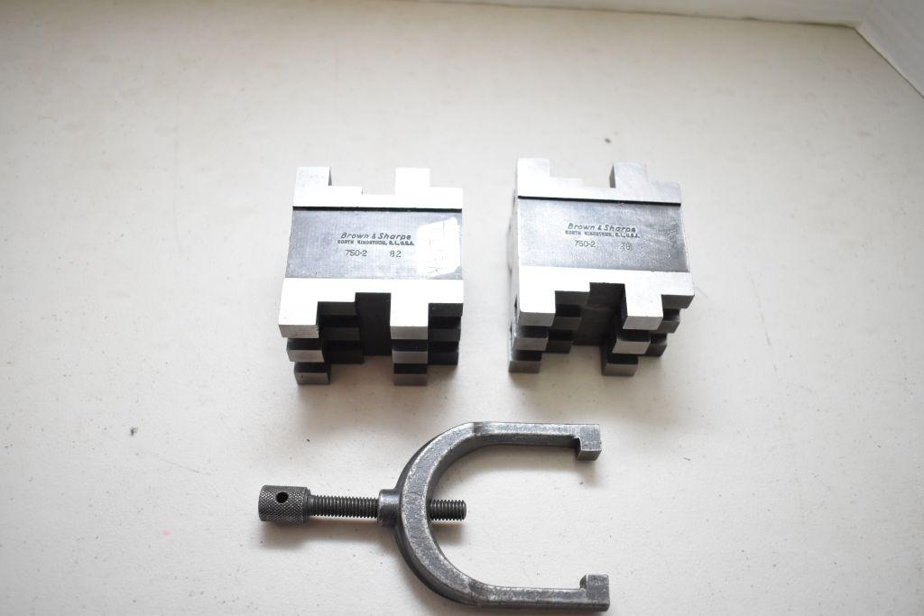 Browne and Sharpe V Block set with Clamp
