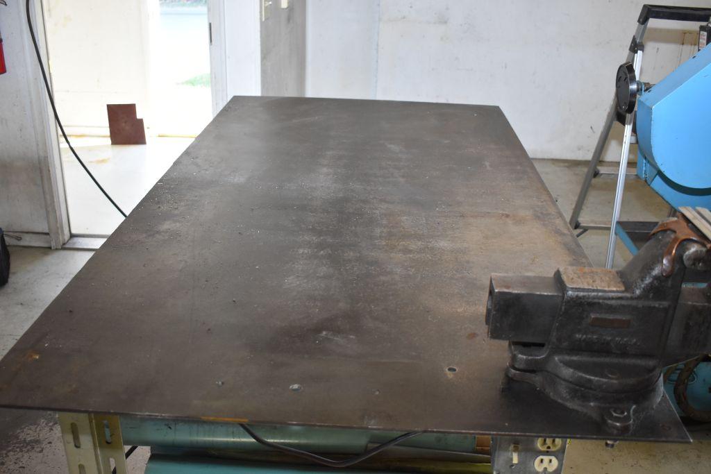 3' x 6' Commercial Grade Steel Top Table and Vise, Columbian Soft Jaws  on