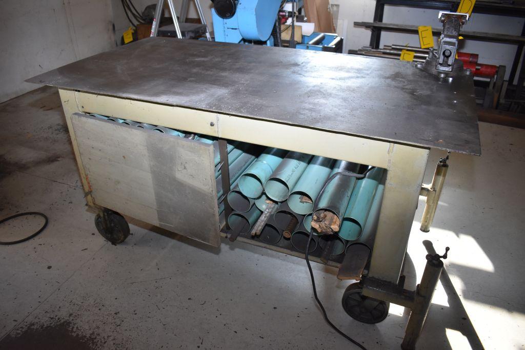 3' x 6' Commercial Grade Steel Top Table and Vise, Columbian Soft Jaws  on