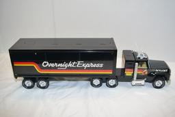 Nylint Black "Overnight Express" Semi Truck & Trailer, good shape