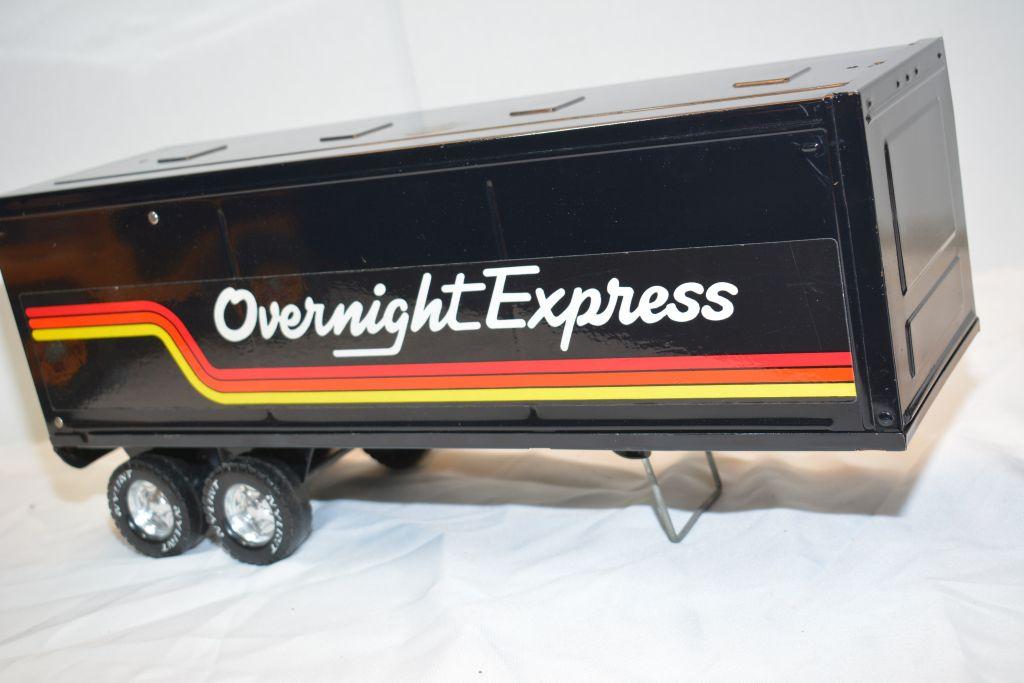 Nylint Black "Overnight Express" Semi Truck & Trailer, good shape