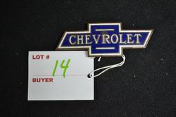 Porcelain Chevy badge, 3in long x 1 in approx