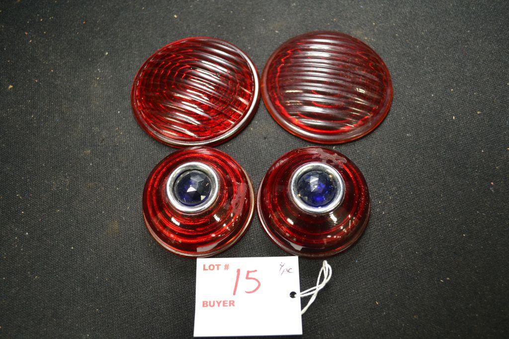 Pair of Plymouth 1941 Blue Dot Tail Light Lenses, Pair of Mopar Tail Light Lenses