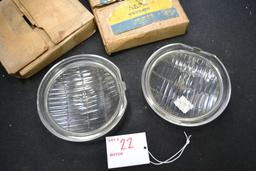 Pair of Clear Drive Light Lenses, New Old Stock
