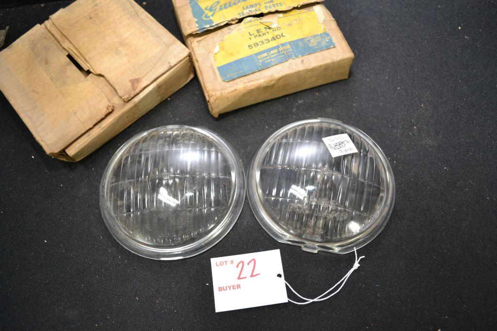 Pair of Clear Drive Light Lenses, New Old Stock