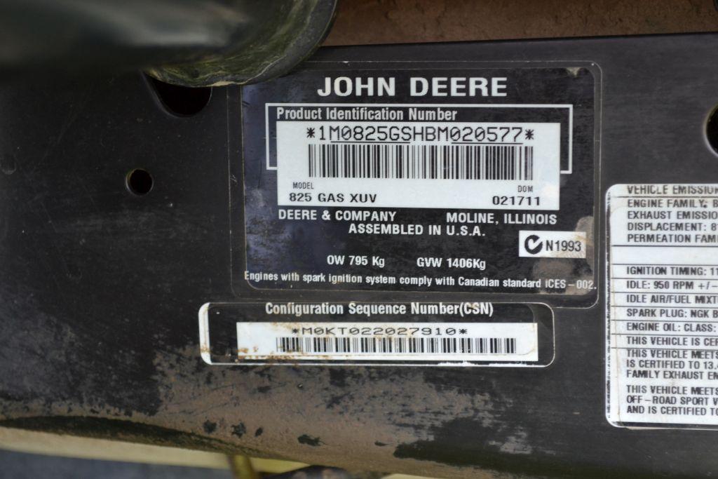 2011 John Deere Gator, 825i DOCH, 982 Hours, Runs Good, Clean Machine, Windshield and Top, Hydraulic