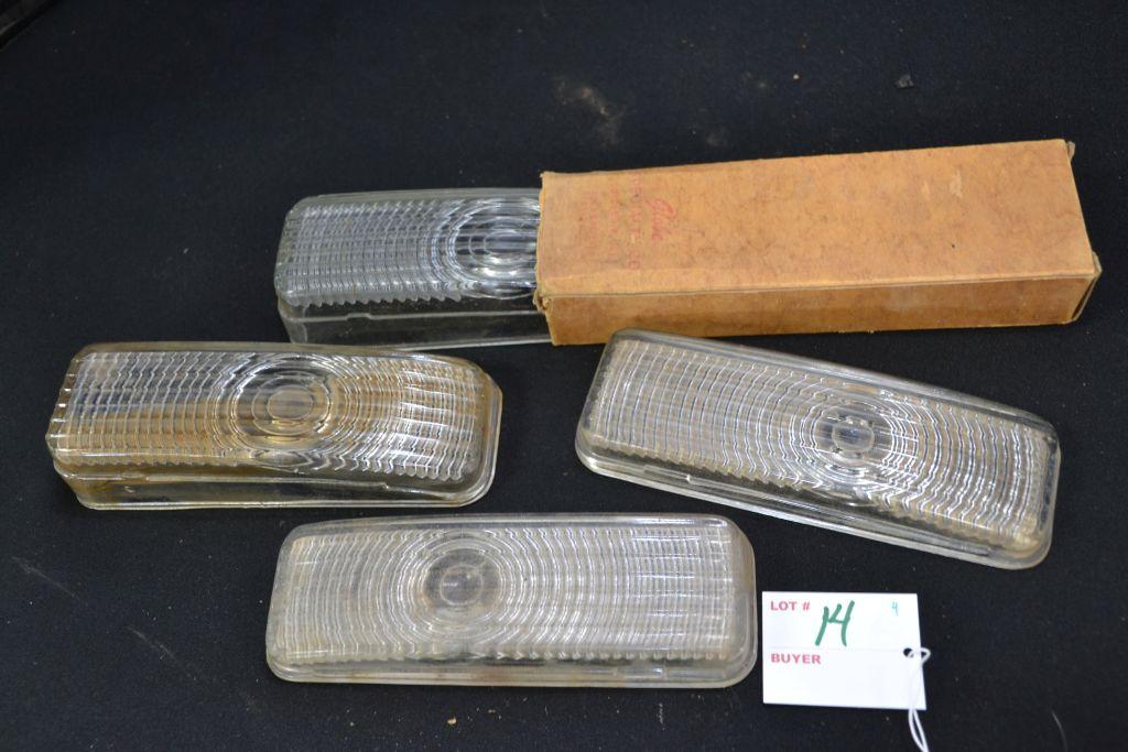 4 Vintage Clear Glass Car Tail Lights