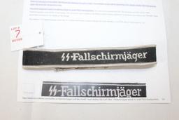 German Waffen 500th SS Fallschirmjager "Parachute Battalion" Cuff Title