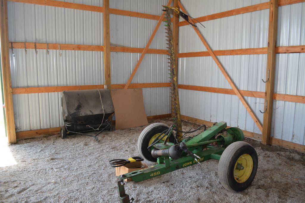 JD 450 9 ft. Trail Cart Bar Mower with JD 2-way cylinder, extra belts, pasture wheels sold separatel