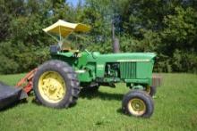 John Deere 3020 Diesel Wide Front Tractor; Single Hydraulics; Front Weights; Sun Canopy; SyncRange T