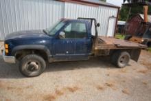 1998 GMC 3500 4x4 Dually Pickup w/Hydraulic bale Bed and 5th Wheel Plate; Good Rubber; Over on Miles
