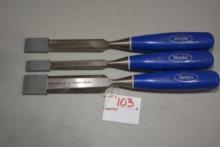 Marple's Hand-forged Wood Chisels; 1/2", 3/4", and 1"; Made in Sheffield, England