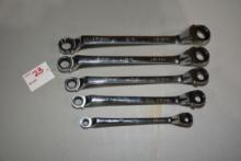 SK Metric 8mm to 19mm 5-Piece Double-end Option Ratchet Set; Like New