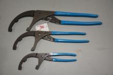 Channellock 3-Piece Oil Filter Plier Set including No. 209, 212, and 215; Like New