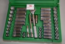 SK 47-Piece 3/8" Drive 12 Pt. Std. and Deep SAE and Metric Socket Set w/Hard Case; Like New