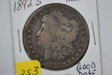 1892 S Morgan Silver Dollar - VG (good date)