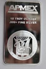 10 troy oz. Silver Bar .999+ Silver Bar
