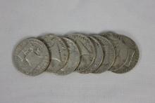 (8) 1950s Franklin Silver Half Dollars - Average Circulated