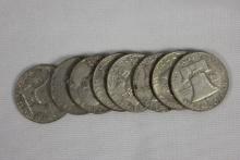 (8) 1960s Franklin Silver Half Dollars - Average Circulated