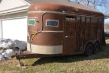 1977 12' Horse  and Livestock Trailer, Good Wood Floor, Some Rusting, Bumper Hitch, Tandem Axle