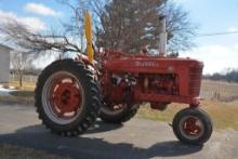 1941 Farmall M Tractor, Good Paint, Power Steering, Rear Wheel Weights, Pto, Belt Pully, 12v, 1 Rear