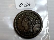 1856 Braided Hair Large Cent Vf+ - "ON CENT"