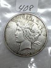 1922 Silver Peace Dollar - AU