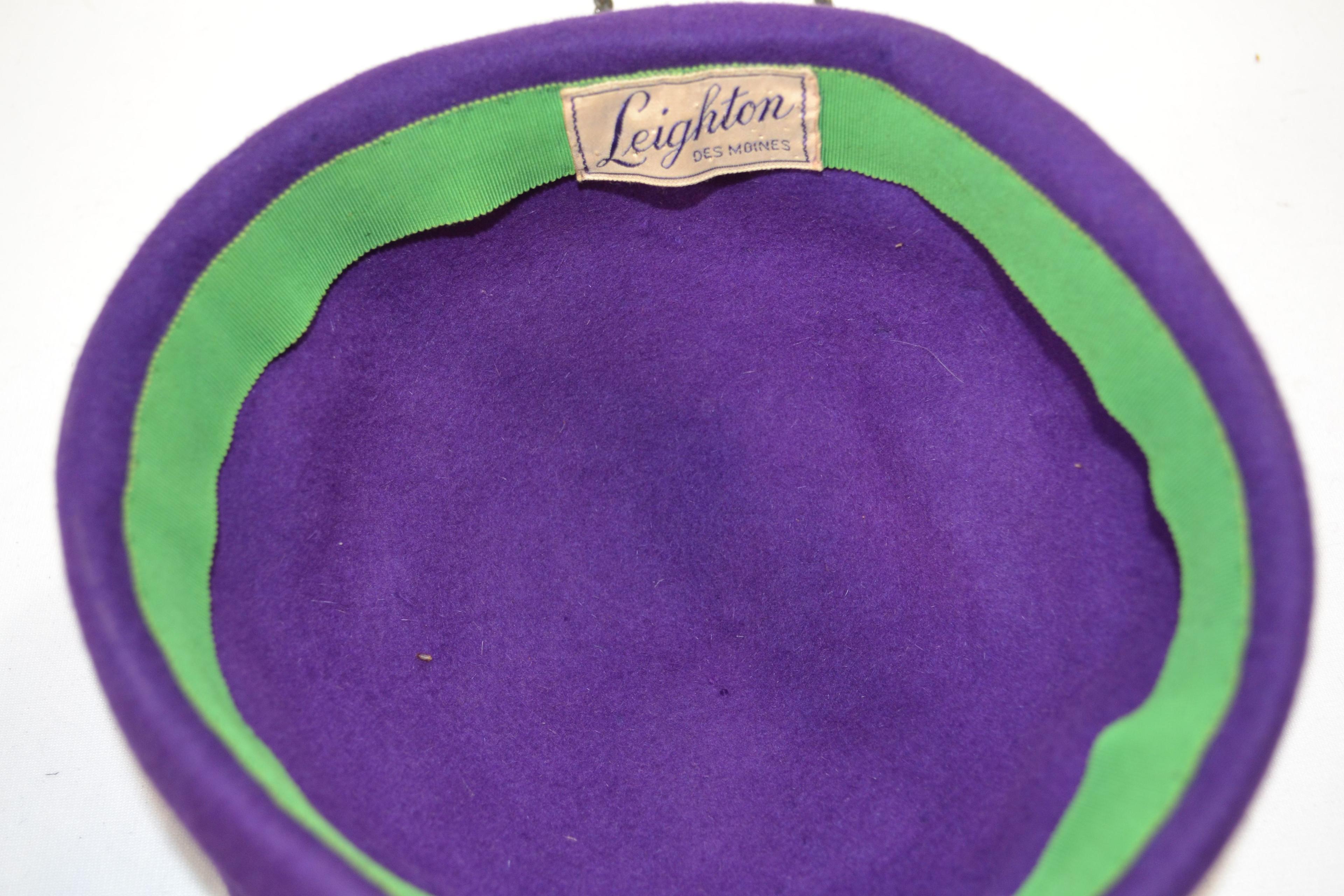 Vintage Purple Felt Ladies Hat by Leighton in Des Moines