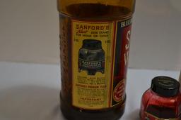 Vintage Sanford's Writing Fluid Quart Jar w/Sanford's Royal Red in Box