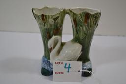 Vintage Double Bud Vase w/Swan No. 4494; Made in Germany; 4-1/2"x4-1/2"