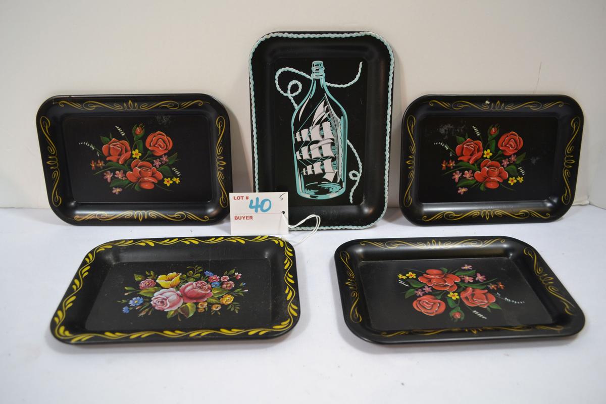 5 - Vintage Metal Appetizer Trays