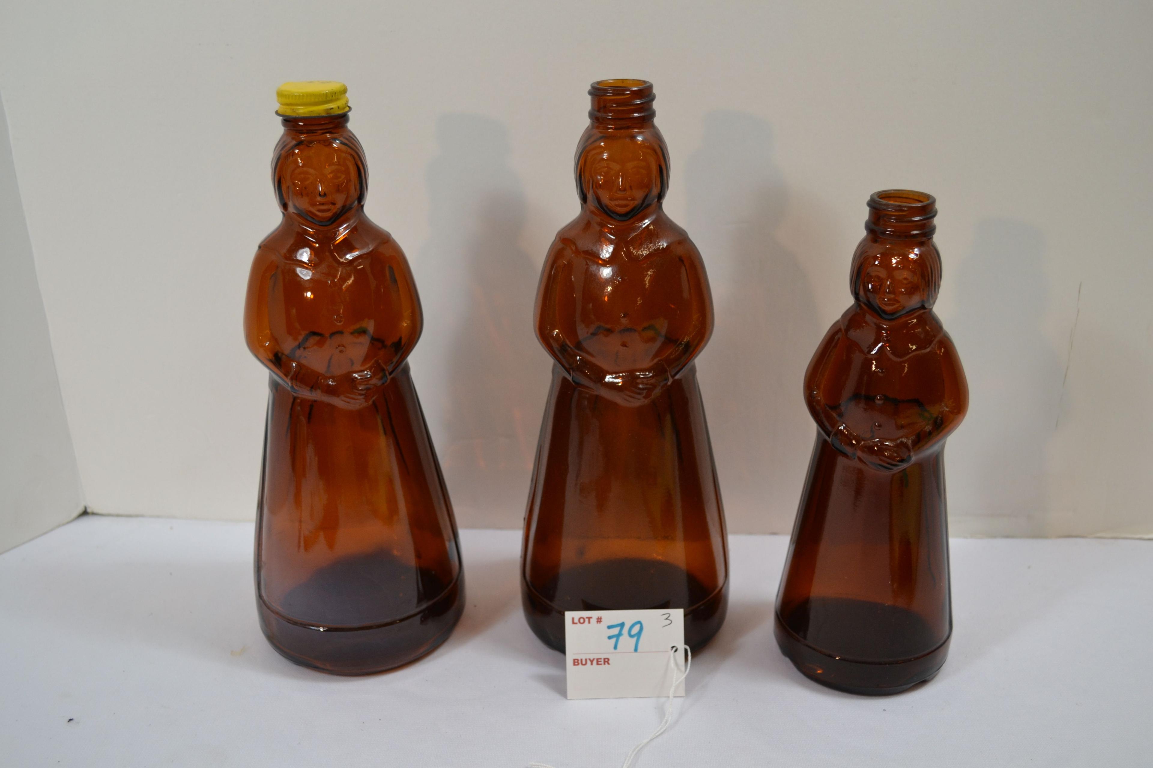 3 - Vintage Mrs. Butterworth Syrup Bottles