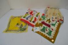 Group of Vintage Hankies; Circus Themed