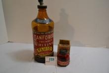 Vintage Sanford's Writing Fluid Quart Jar w/Sanford's Royal Red in Box